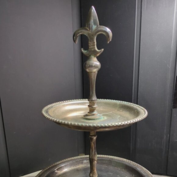 Bombay Company Vintage Silverplate Two-Tier Serving Tray, 11.25" High, EUC - Picture 1 of 4